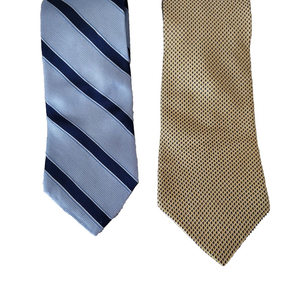 Nautica Men's Neckties 100% Silk Blue Navy Blue Yellow Ties Lot of 2 - Picture 1 of 5